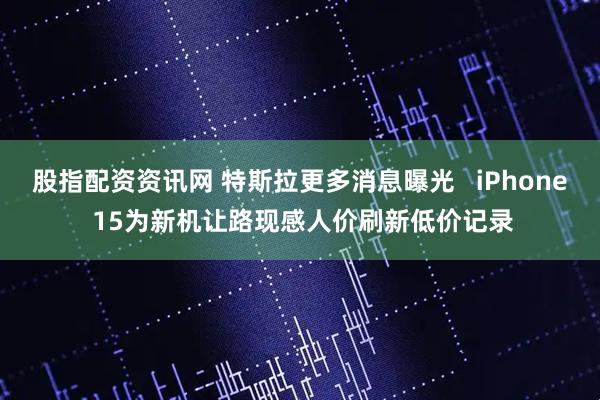 股指配资资讯网 特斯拉更多消息曝光   iPhone 15为新机让路现感人价刷新低价记录